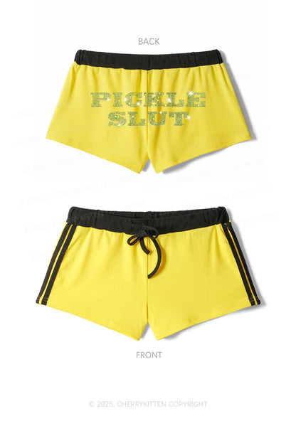 Rhinestone Pickle Slxt Y2K Drawstring Mini Shorts Cherrykitten
