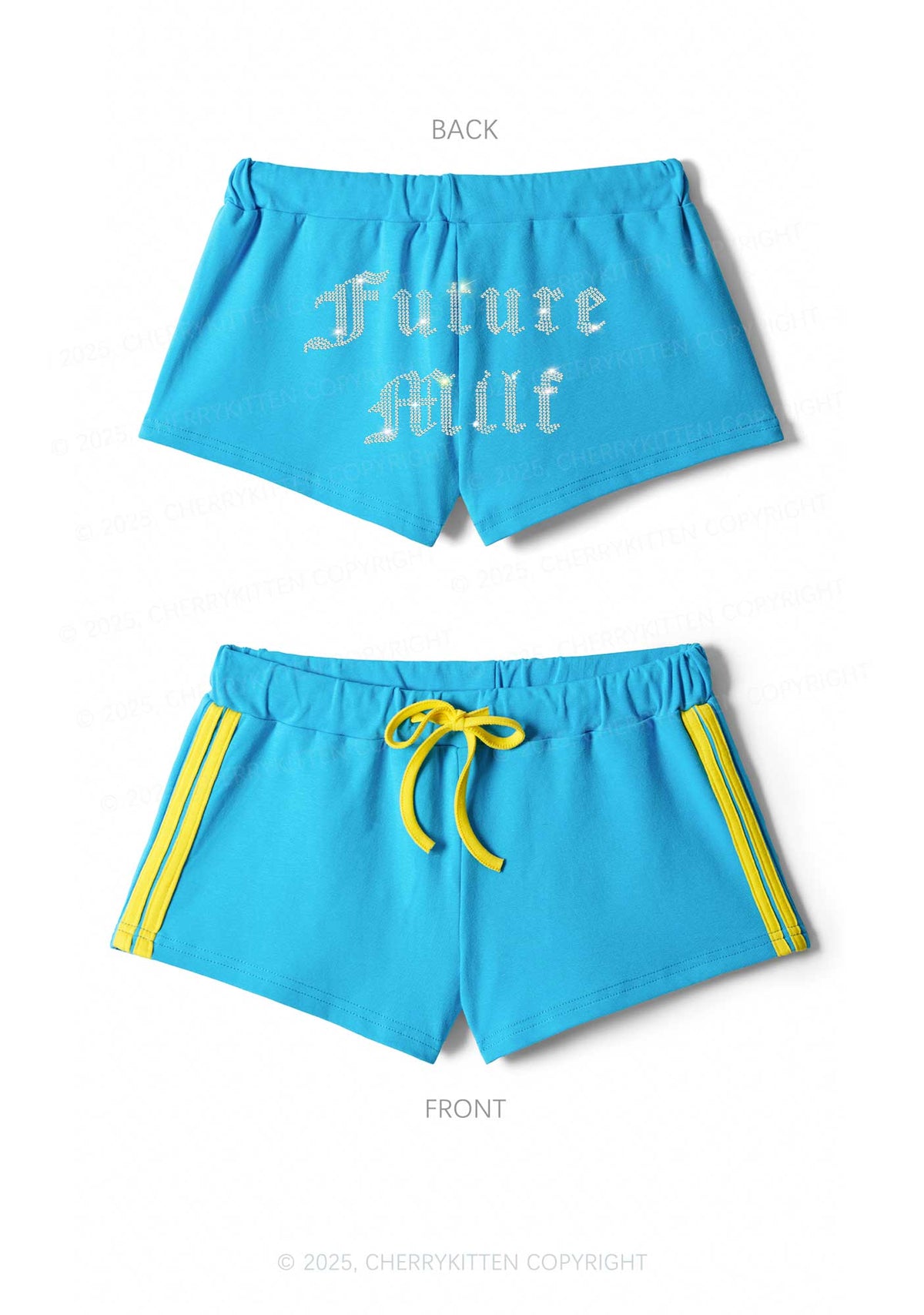 Rhinestone Future Mxxf Y2K Drawstring Mini Shorts Cherrykitten
