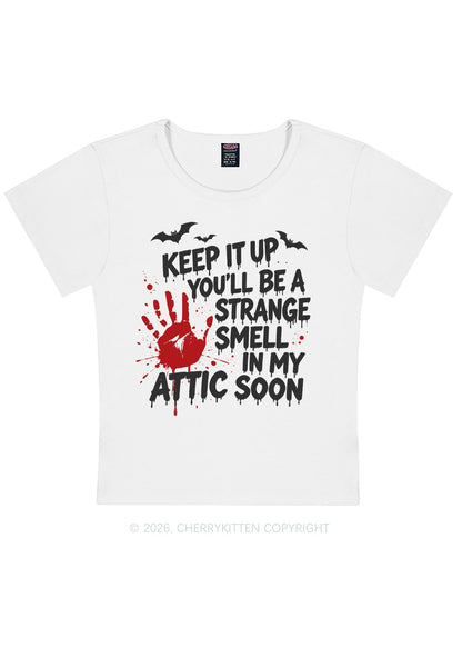 Halloween Strange Smell In My Attic Y2K Baby Tee Cherrykitten