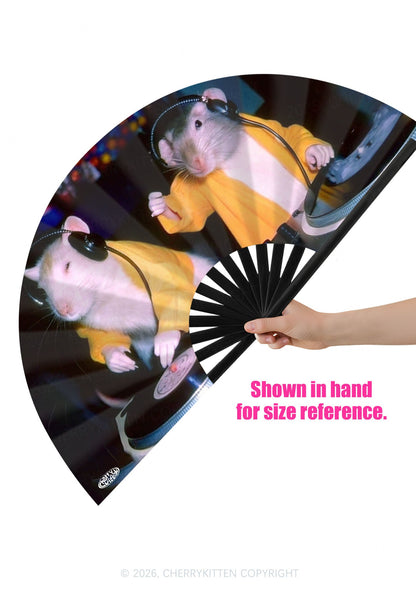 DJ Rats Y2K Rave Hand Fan Cherrykitten