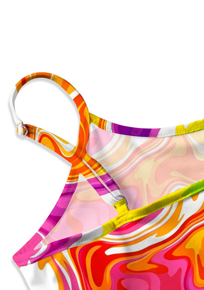 Rainbow Liquid Tie Dye Pride Y2K Print Slip Dress Cherrykitten
