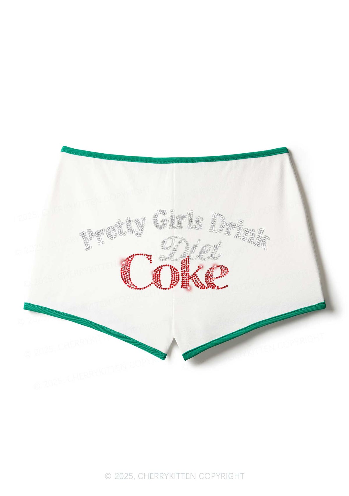 Rhinestone Pretty Girls Drink Diet Cola Y2K Booty Shorts Cherrykitten