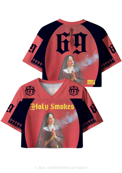 Holy Smokes Y2K Crop Sport Jersey Shirts Cherrykitten