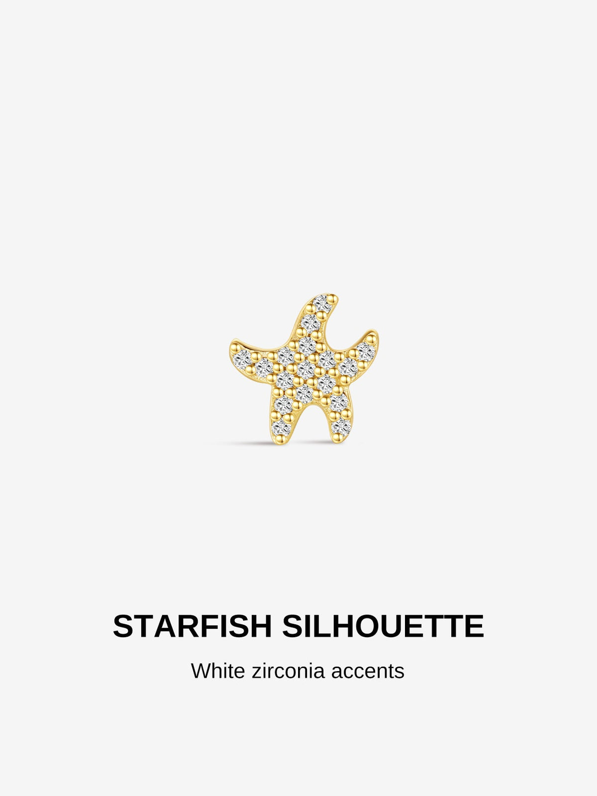 KOSINER Seaspritz 925 Sterling Silver Cute Seastar Flat Back Stud