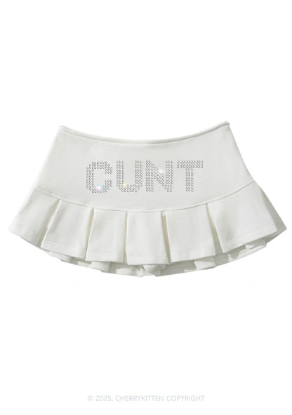 Rhinestone Cxxt Y2K Mini Pleated Skirts Cherrykitten