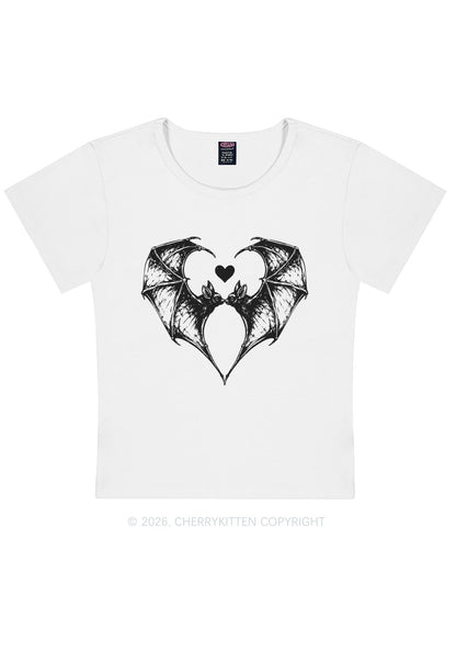 Halloween Bat Heart Y2K Baby Tee Cherrykitten