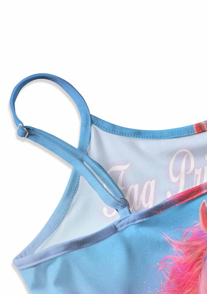 Blue Fag Princess Horse Pride Y2K Print Slip Dress Cherrykitten