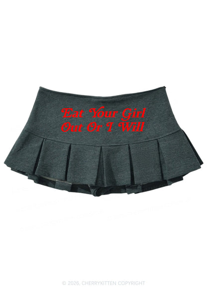 Eat Your Girl Out Y2K Mini Pleated Skirts Cherrykitten