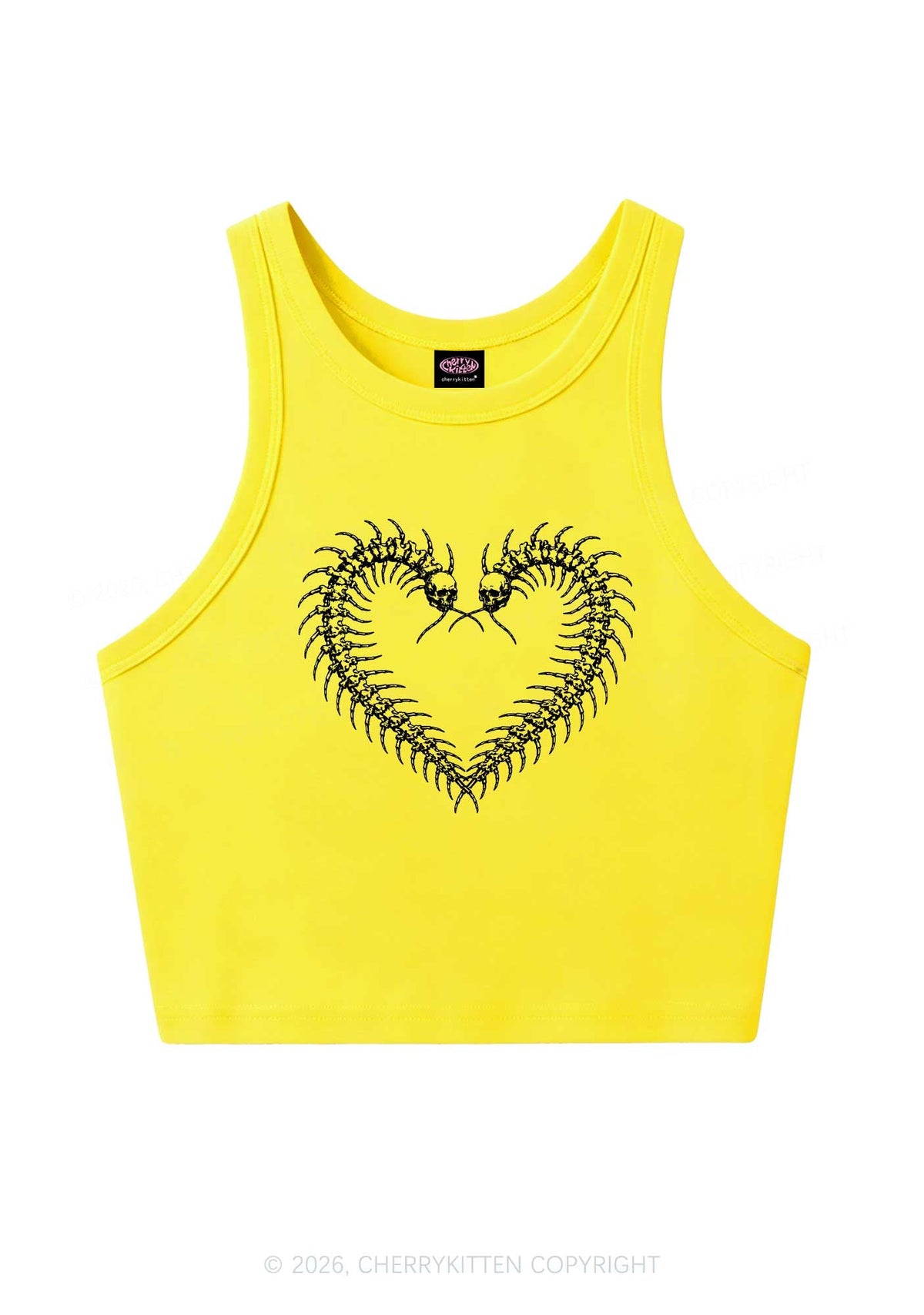 Halloween Centipede Heart Shape Y2K Crop Tank Top Cherrykitten