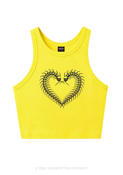 Halloween Centipede Heart Shape Y2K Crop Tank Top Cherrykitten