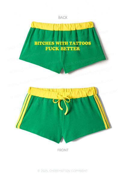 Bxxches With Tattoos Fxxk Better Y2K Drawstring Mini Shorts Cherrykitten