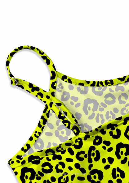 Neon Leopard Y2K Print Slip Dress Cherrykitten