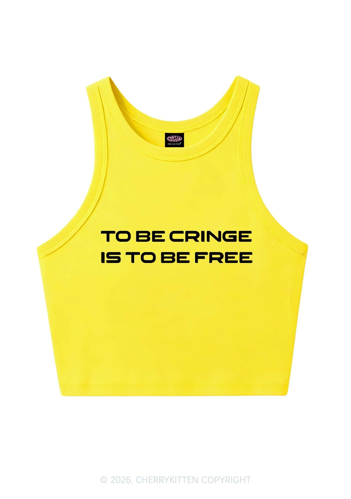 To Be Cringe Is To Be Free Y2K Crop Tank Top Cherrykitten
