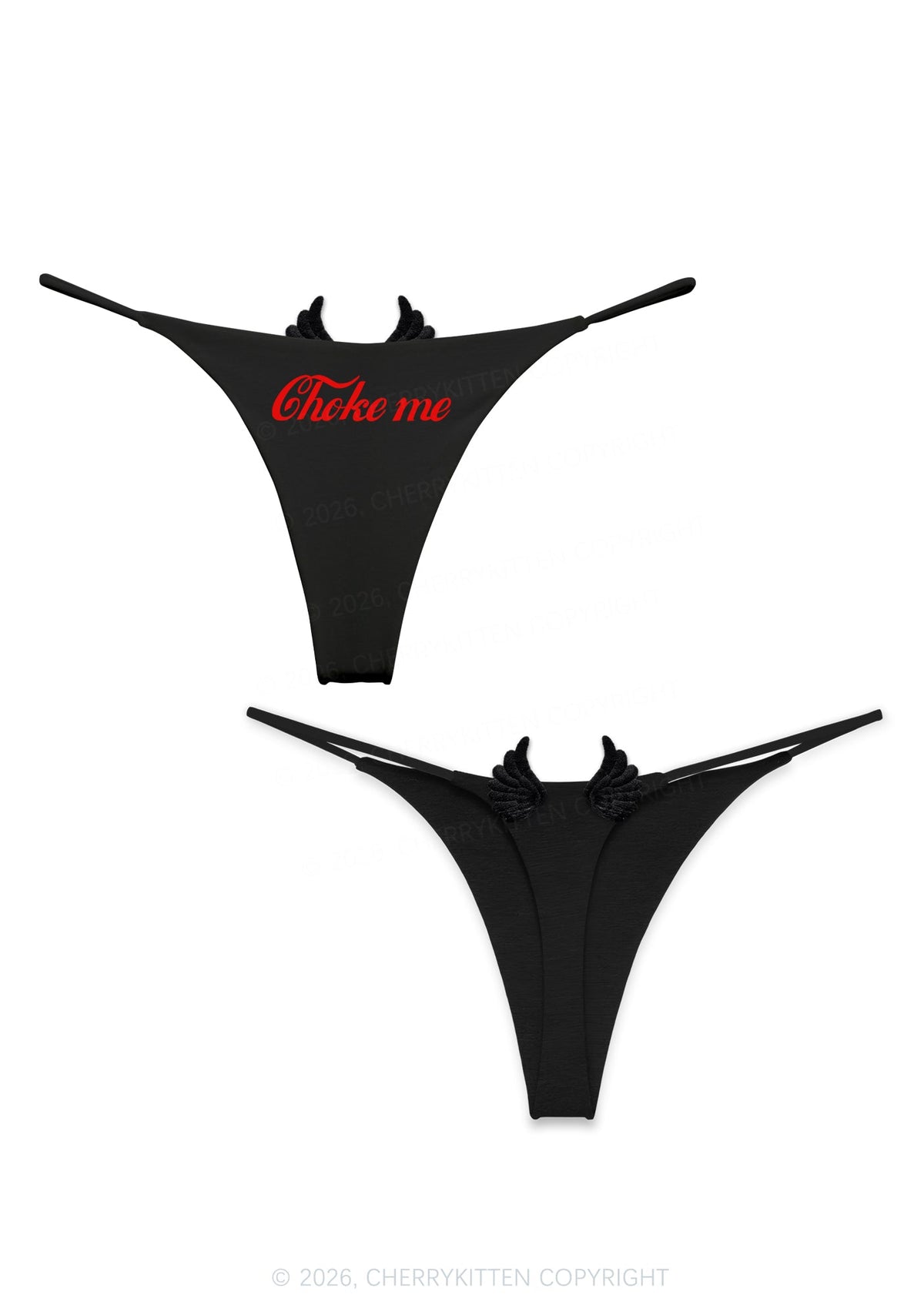 Choke Me Y2K Goth Angel Wings Bikini String Thong Cherrykitten