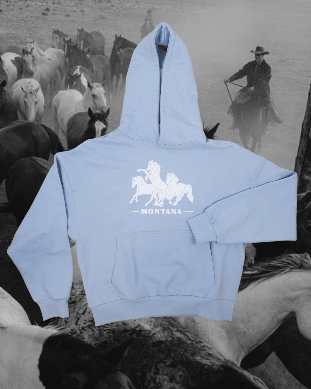 "Horsepower" Hoodie in Blue