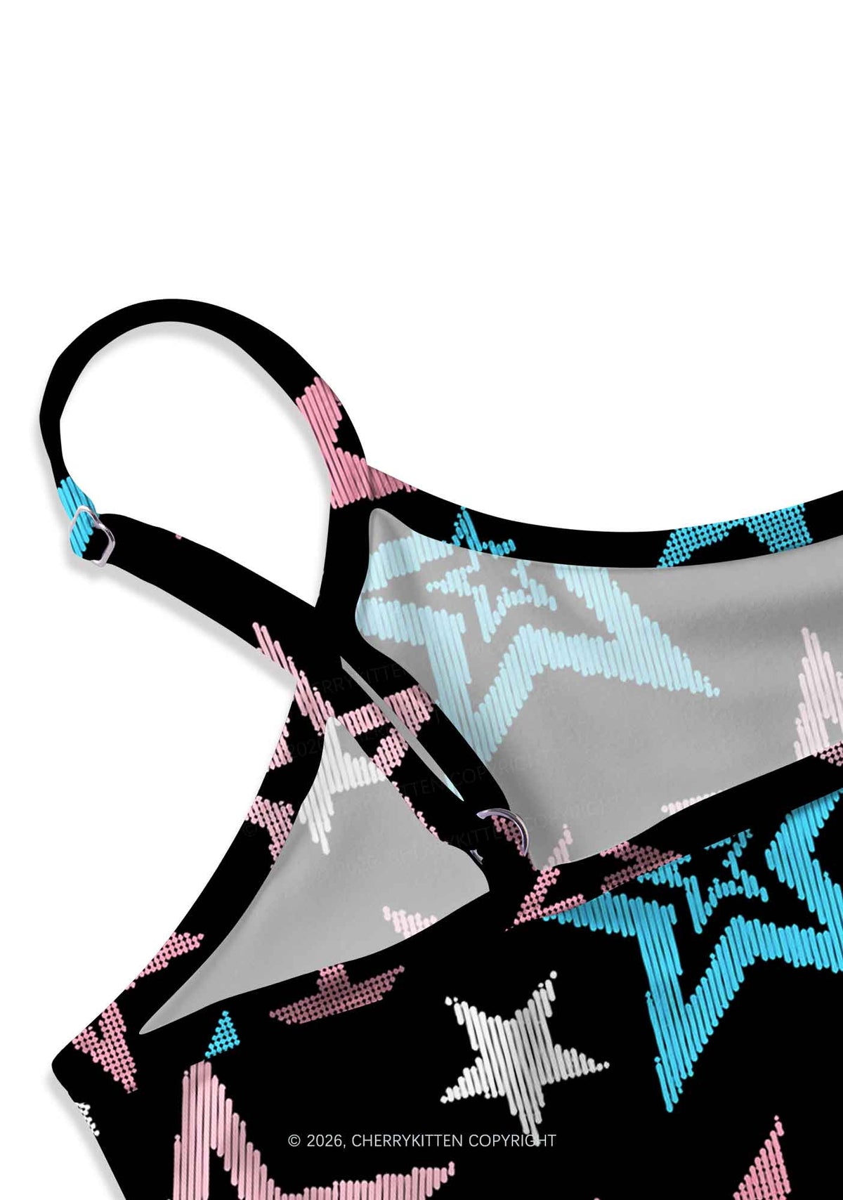 Trans Star Pride Y2K Print Slip Dress Cherrykitten