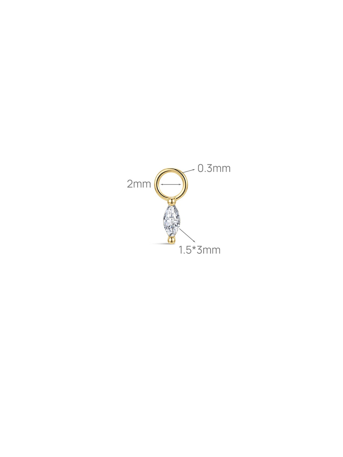 KOSINER 14K Solid Gold Marquise Lab-Grown Diamond Drop Charm
