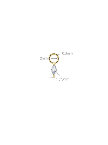 KOSINER 14K Solid Gold Marquise Lab-Grown Diamond Drop Charm
