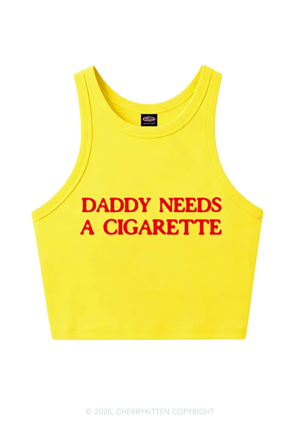 Daddy Needs A Cigarette Y2K Crop Tank Top Cherrykitten