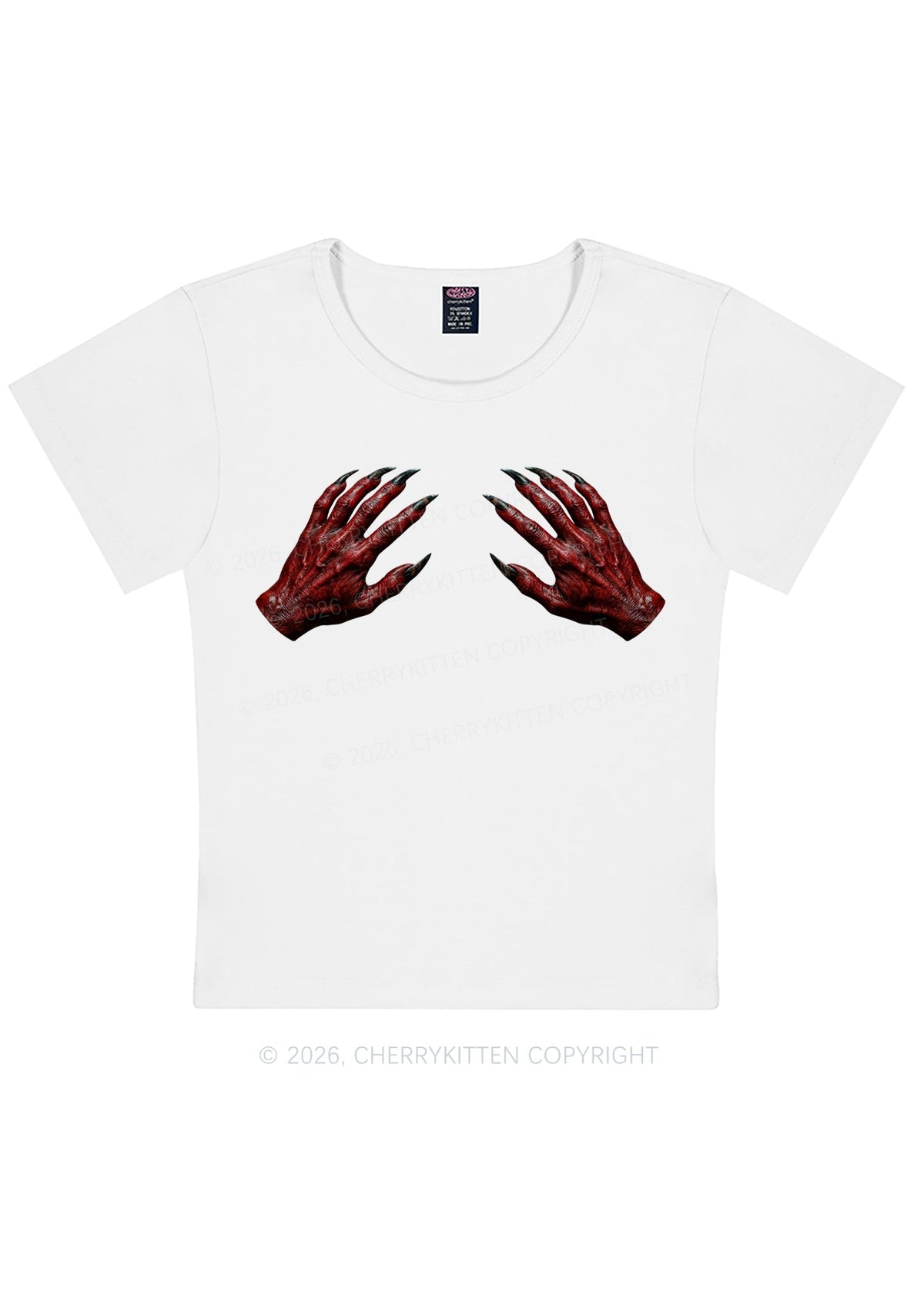 Halloween Satan Hands Y2K Baby Tee Cherrykitten