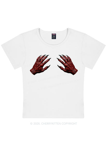 Halloween Satan Hands Y2K Baby Tee Cherrykitten