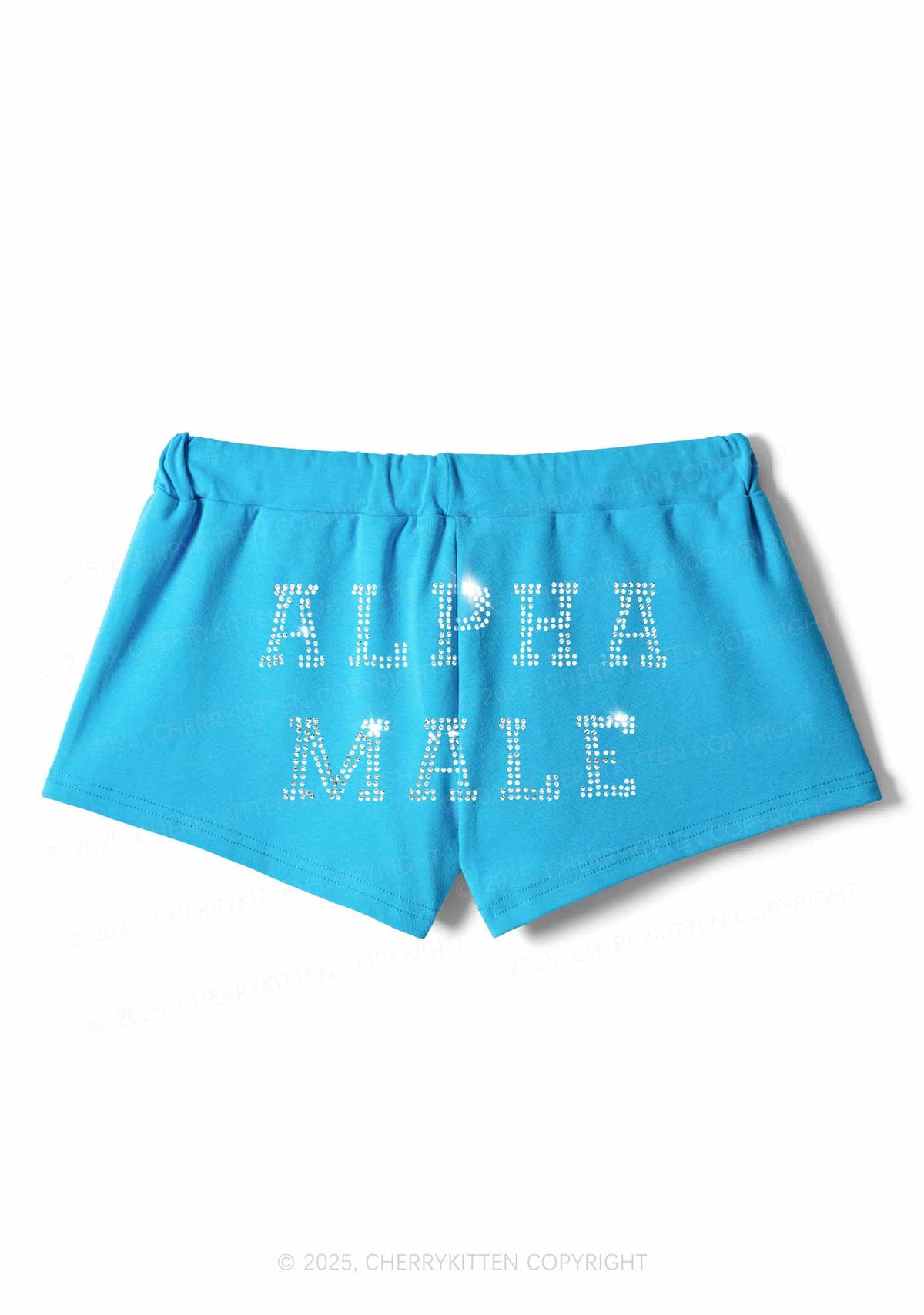 Rhinestone Alpha Male Y2K Drawstring Mini Shorts Cherrykitten