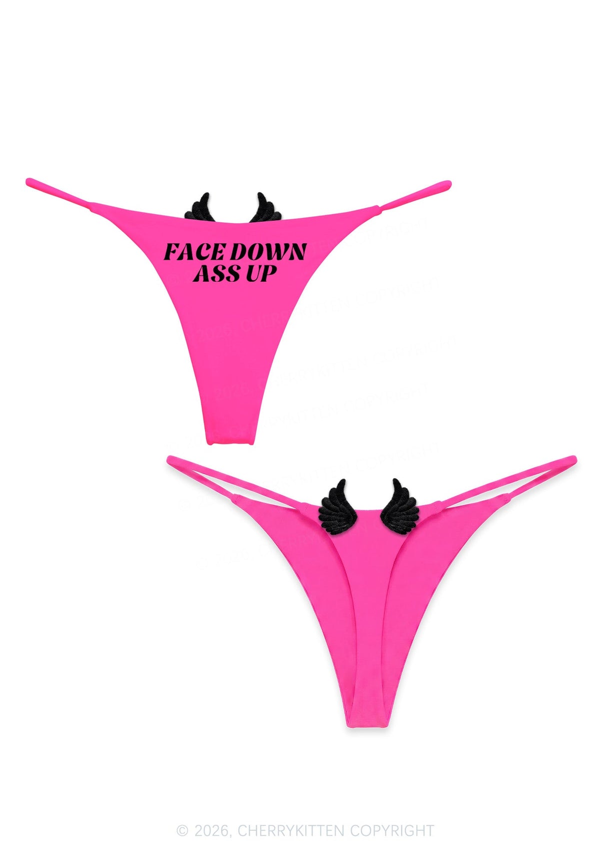 Face Down Axx Up Y2K Goth Angel Wings Bikini String Thong Cherrykitten