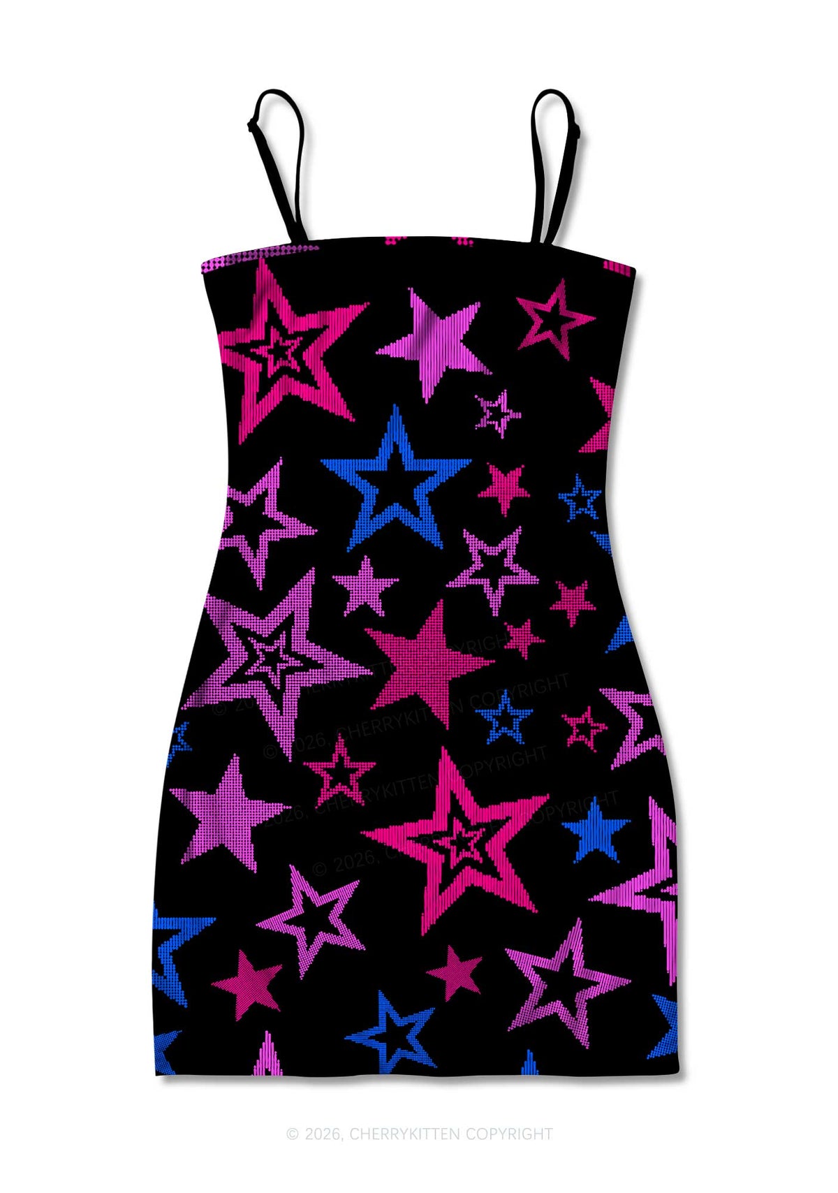 Bisexual Star Pride Y2K Print Slip Dress Cherrykitten
