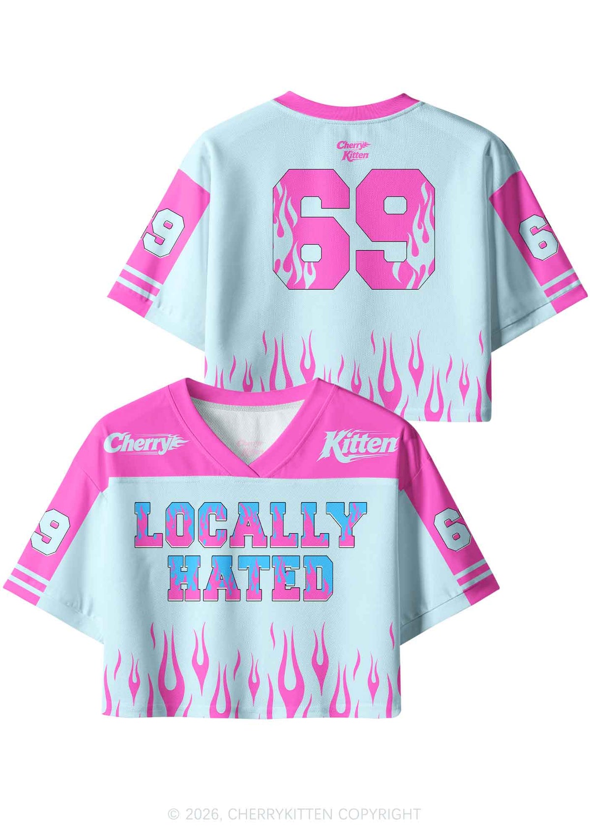 Locally Hated Y2K Crop Sport Jersey Shirts Cherrykitten
