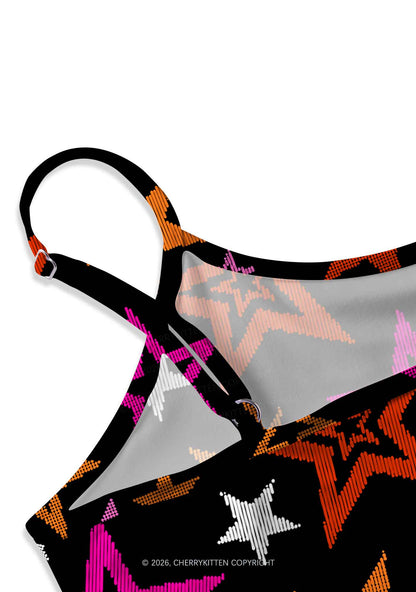 Lesbian Star Pride Y2K Print Slip Dress Cherrykitten