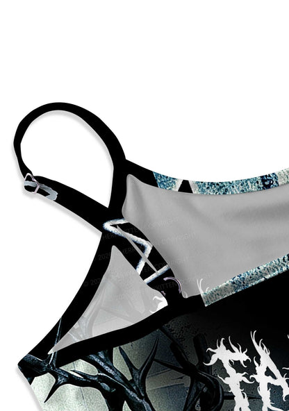 Black Thorn Faggot Pride Y2K Print Slip Dress Cherrykitten