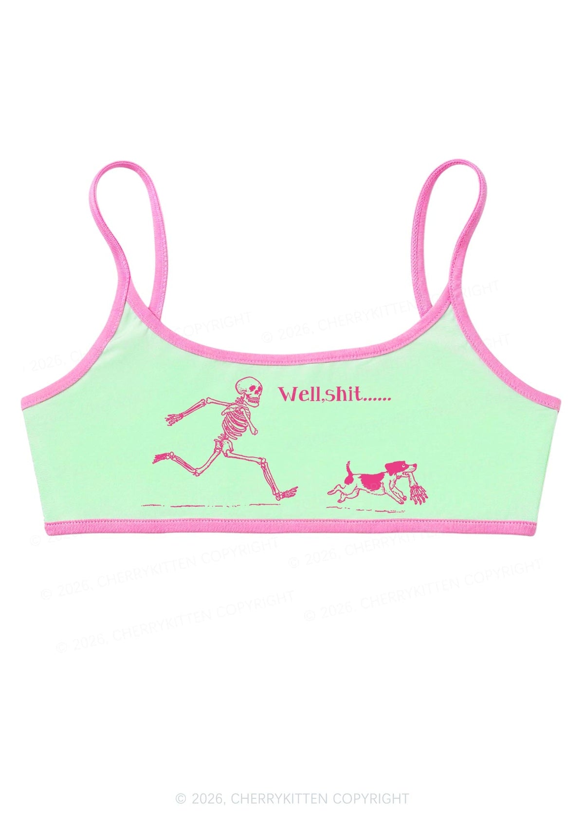 Halloween Well Shxt Skeleton Dog Y2K Super Crop Cami Cherrykitten