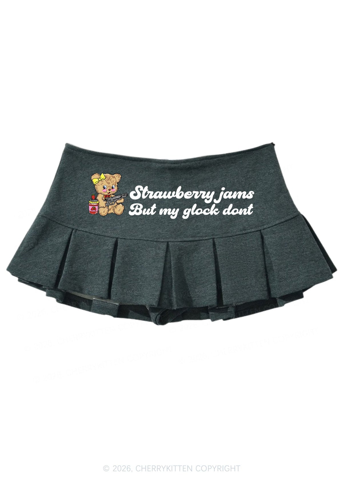 Strawberry Jams Bear Y2K Mini Pleated Skirts Cherrykitten