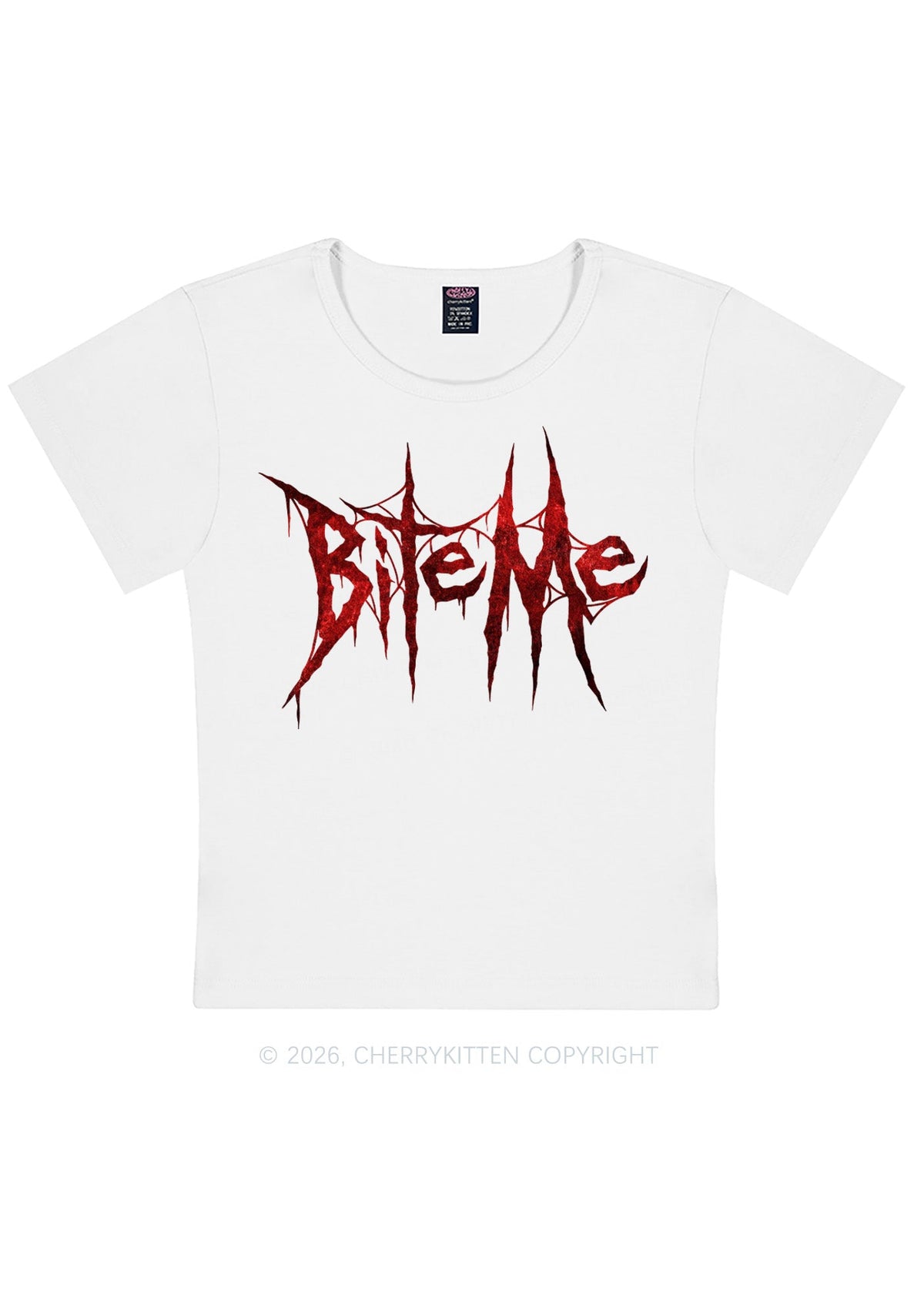 Halloween Bite Me Y2K Baby Tee Cherrykitten
