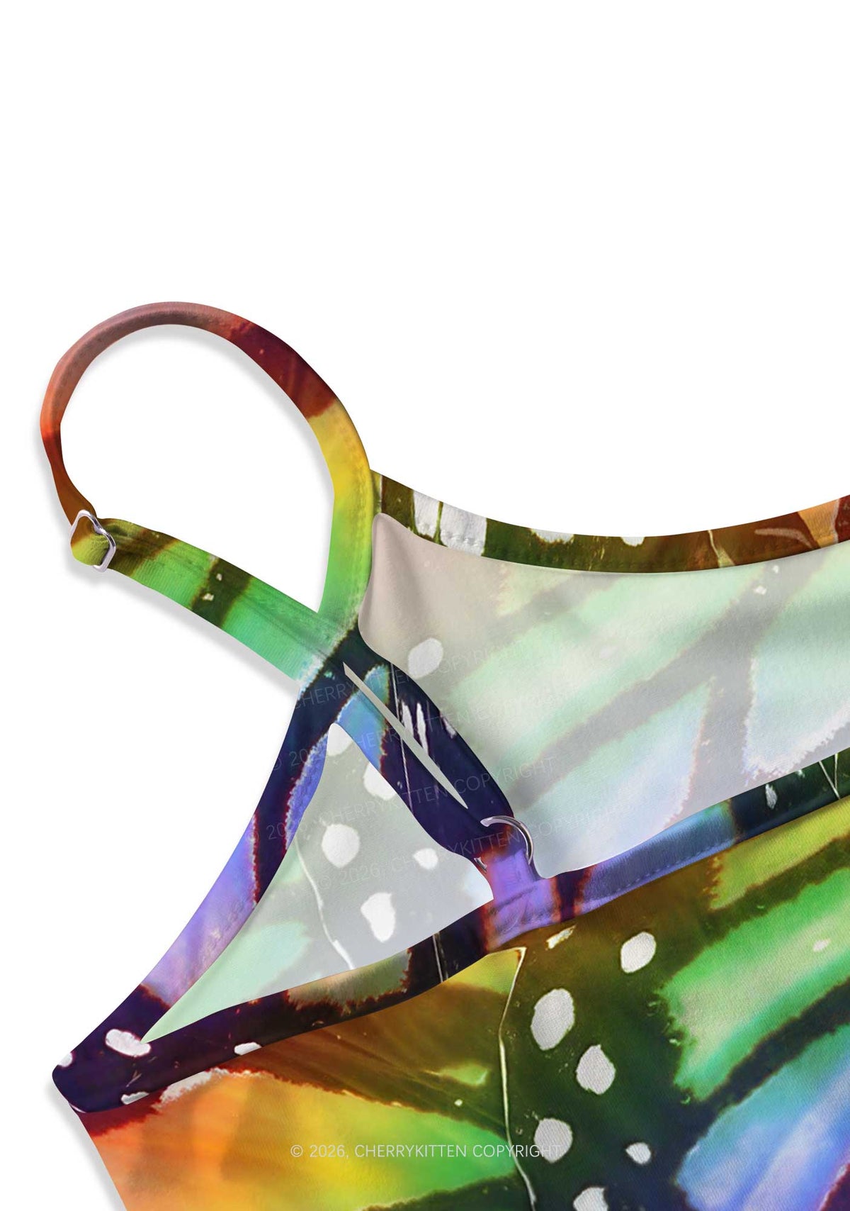 Rainbow Butterfly Y2K Print Slip Dress Cherrykitten