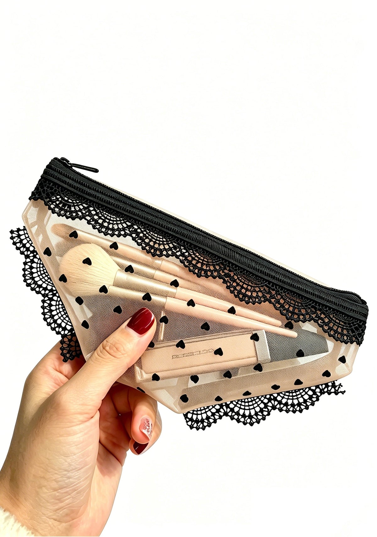Briefs Shape Y2K Mesh Lace Trim Cosmetic Pouch Cherrykitten