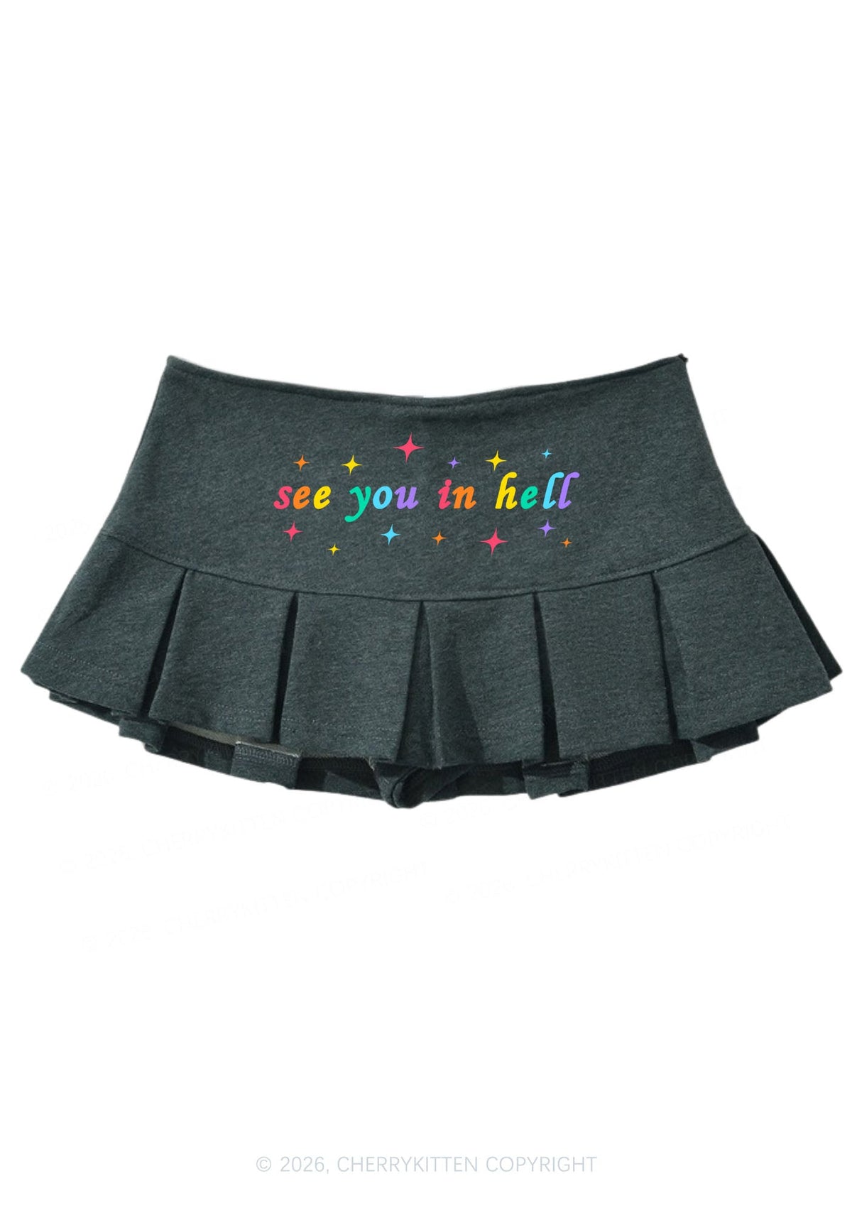 See You In Hell Pride Y2K Mini Pleated Skirts Cherrykitten