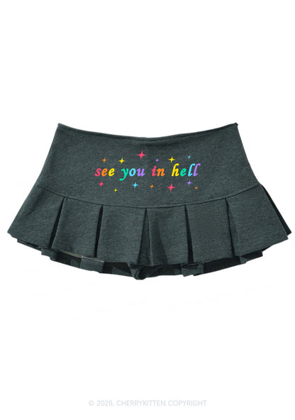 See You In Hell Pride Y2K Mini Pleated Skirts Cherrykitten