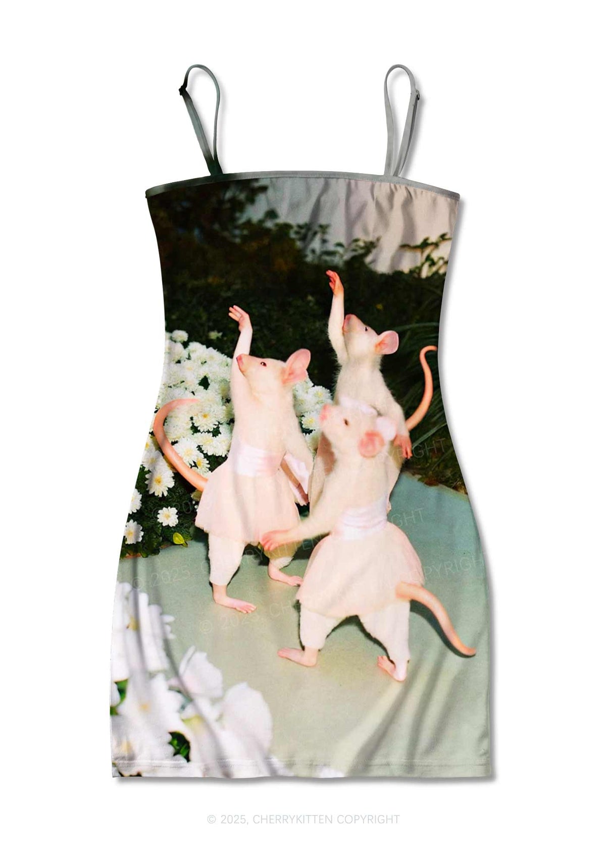 Ballet Rats Y2K Print Slip Dress Cherrykitten