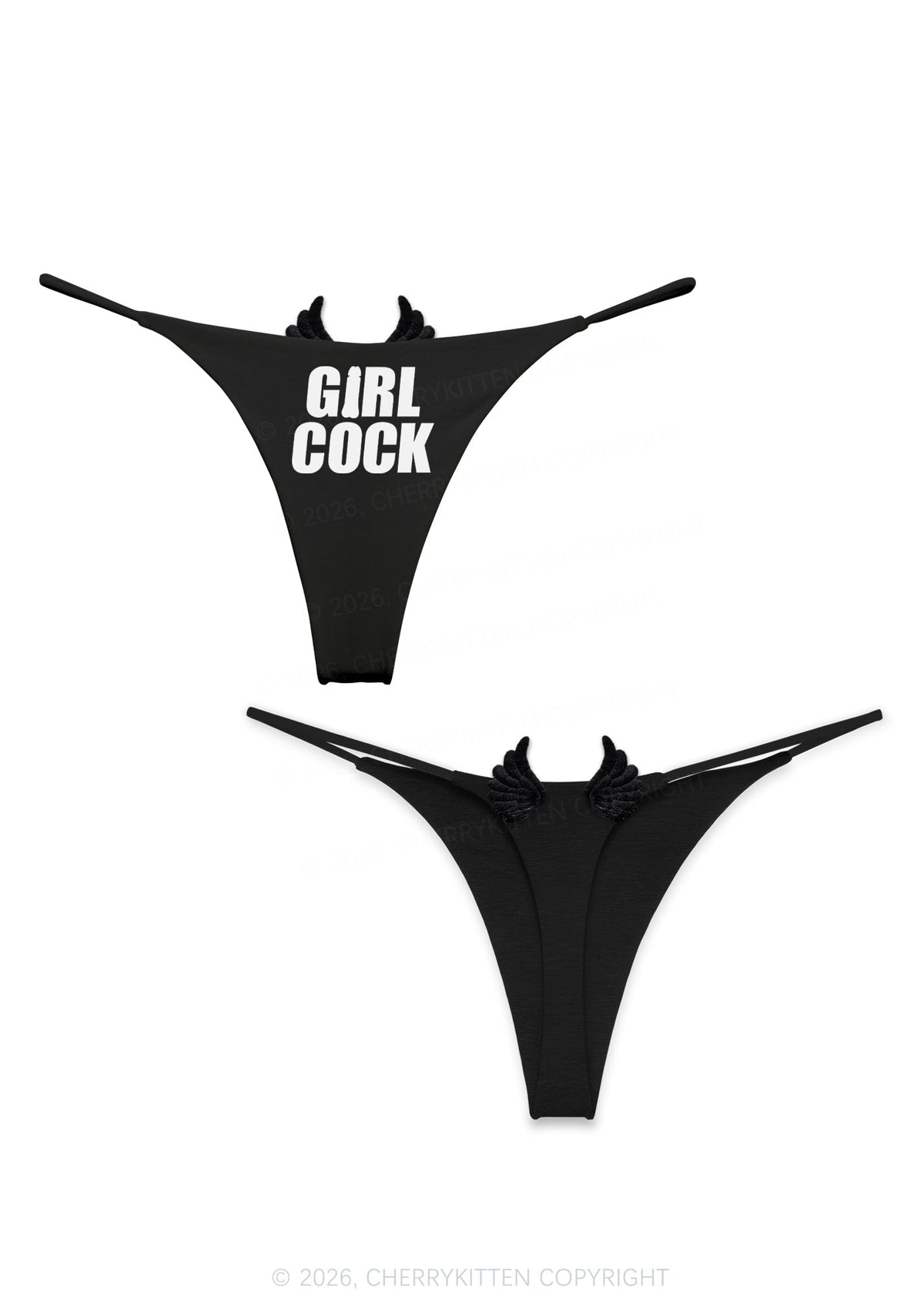 Girl Cock Y2K Goth Angel Wings Bikini String Thong Cherrykitten