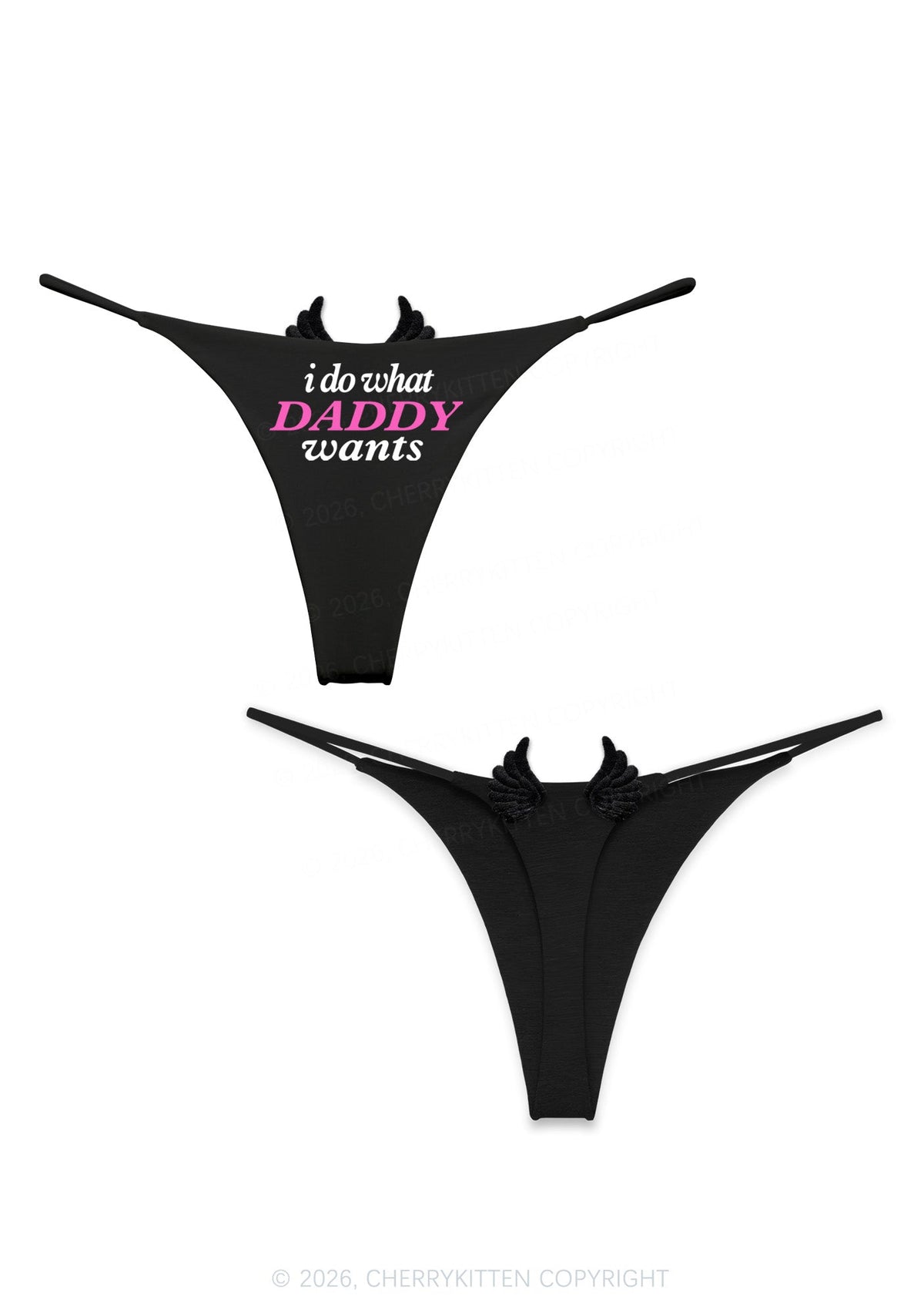Do What Daddy Wants Y2K Goth Angel Wings Bikini String Thong Cherrykitten