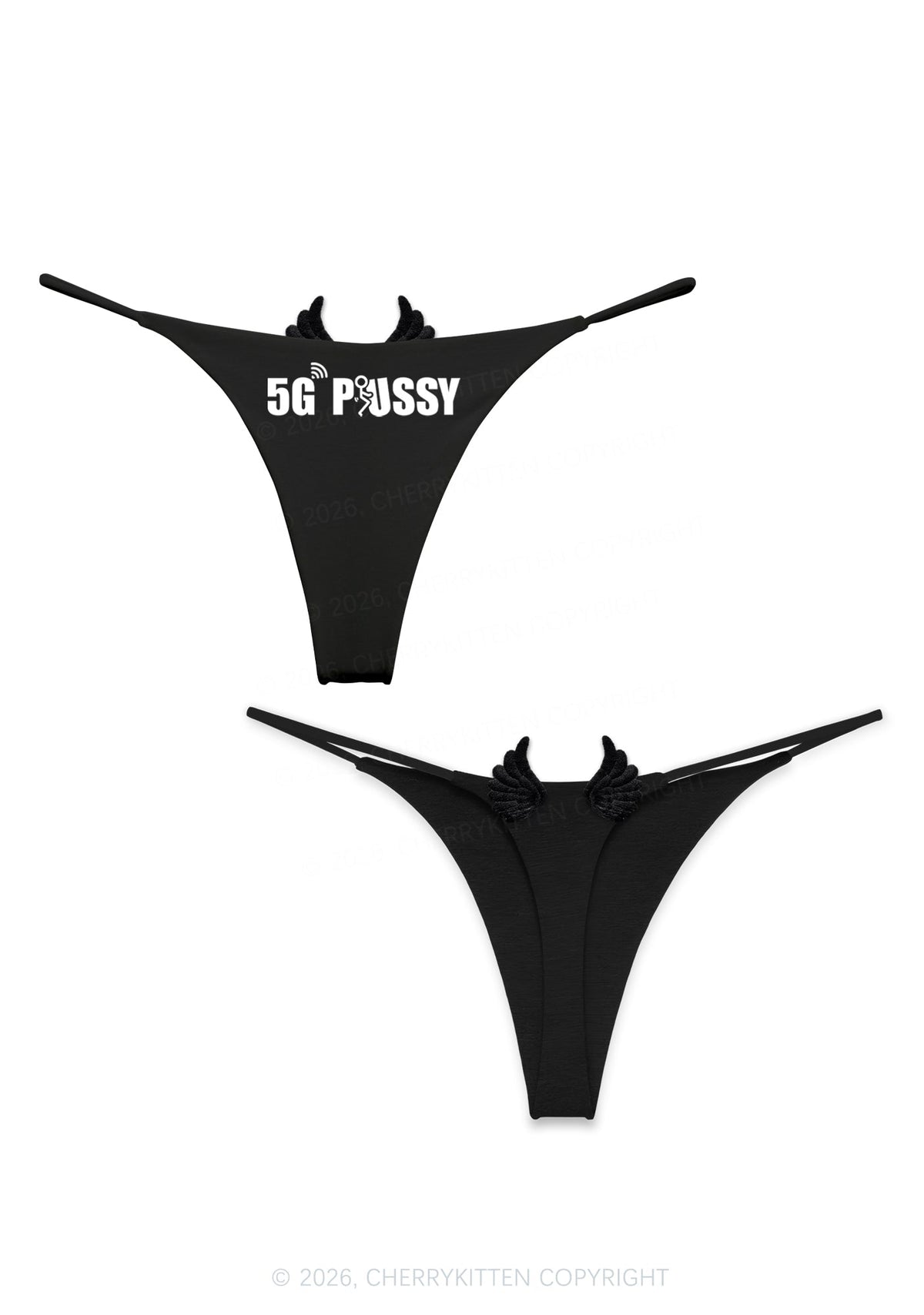 Five G Puxxy Y2K Goth Angel Wings Bikini String Thong Cherrykitten