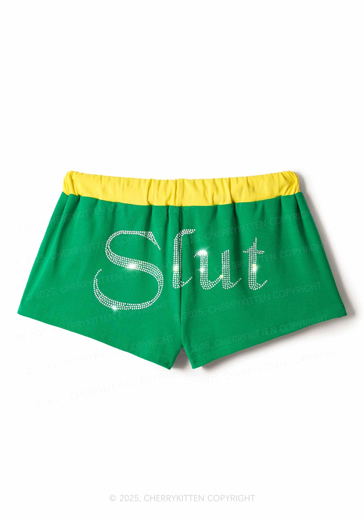 Rhinestone Slxt Y2K Drawstring Mini Shorts Cherrykitten