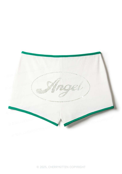 Rhinestone Angel Y2K Booty Shorts Cherrykitten