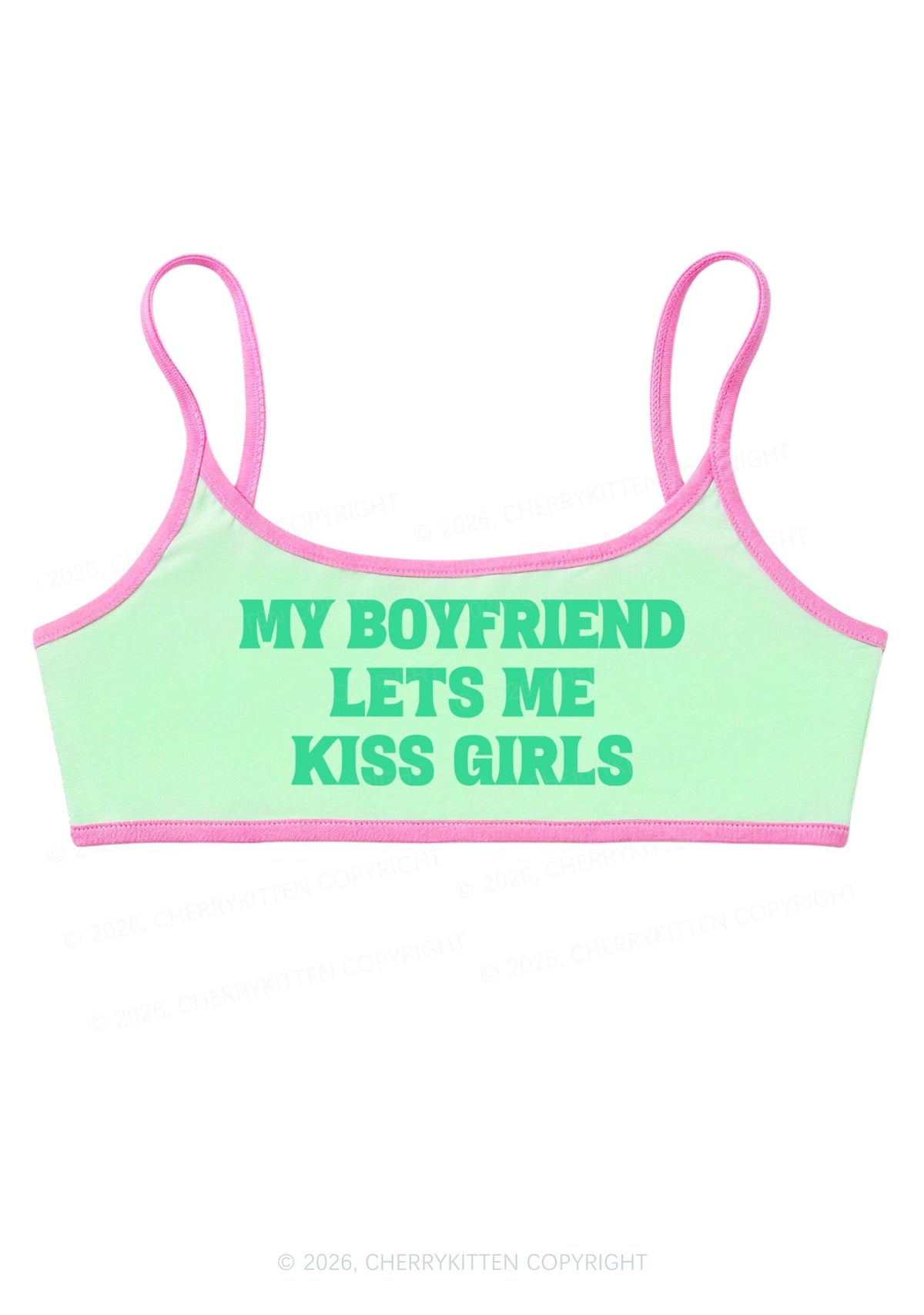 BF Lets Me Kiss Girls Y2K Super Crop Cami Cherrykitten