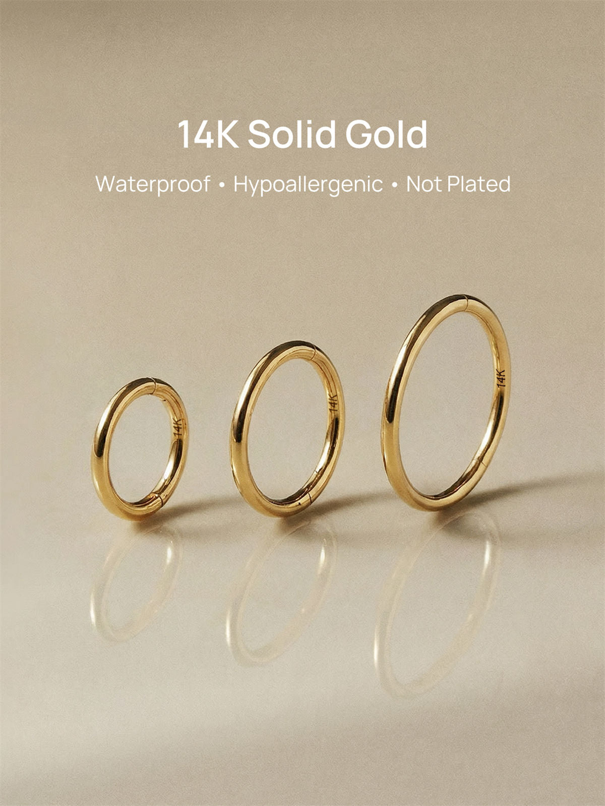 KOSINER 14K Solid Gold 16G (1.2mm) Hoop