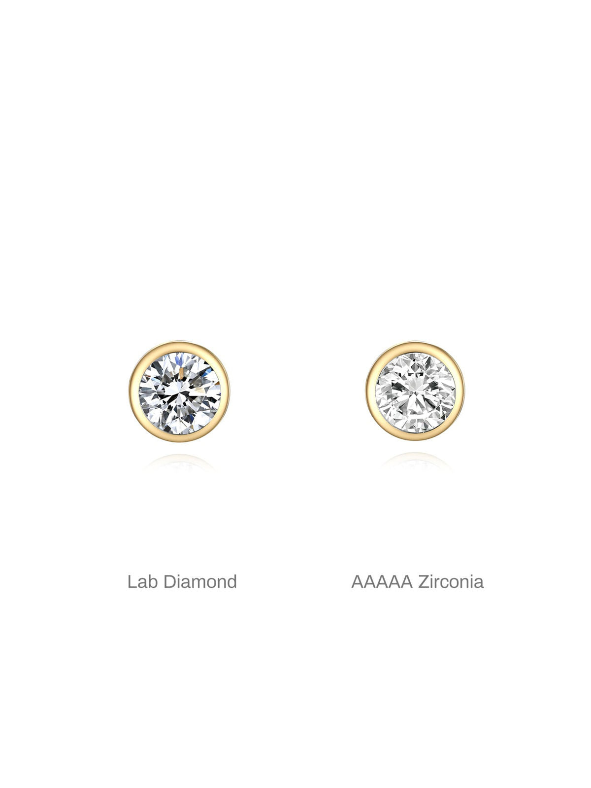 KOSINER 14K Solid Gold Delicate Bezel Flat Back Stud