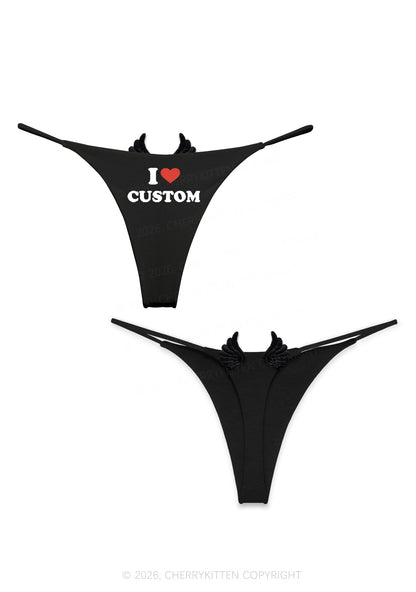 I Love Custom Y2K Goth Angel Wings Bikini String Thong Cherrykitten