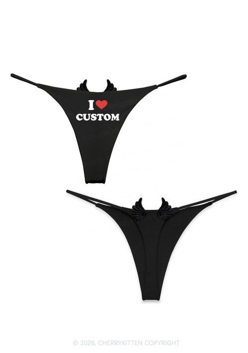 I Love Custom Y2K Goth Angel Wings Bikini String Thong Cherrykitten