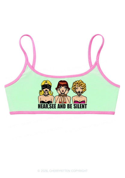 Hear See Be Silent Y2K Super Crop Cami Cherrykitten
